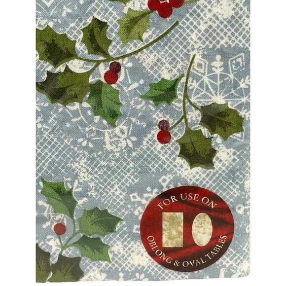 NOS Linens 'n' Things Christmas Holiday Oblong Tablecloth 60” X 102” Poinsettias - Picture 6 of 9